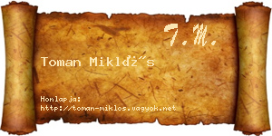 Toman Miklós névjegykártya